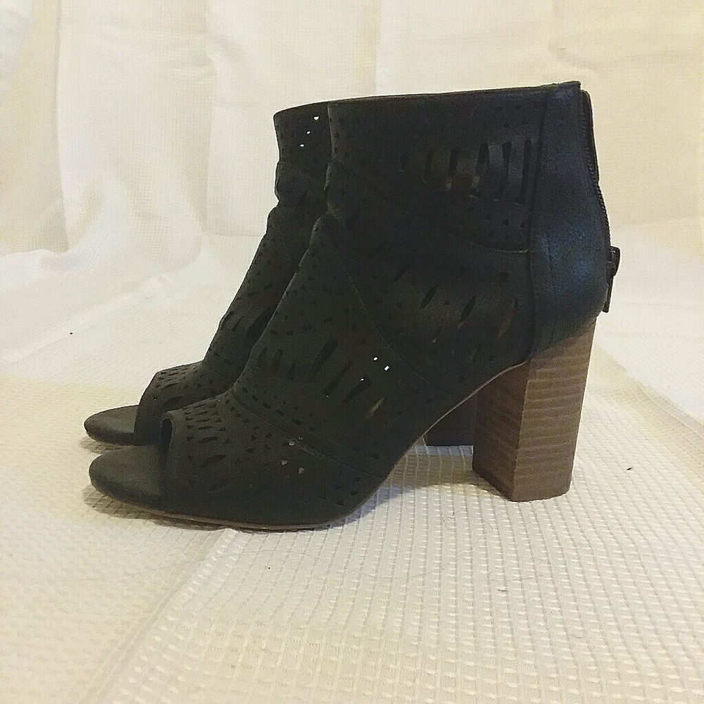 Black Open Toe Ankle Boots